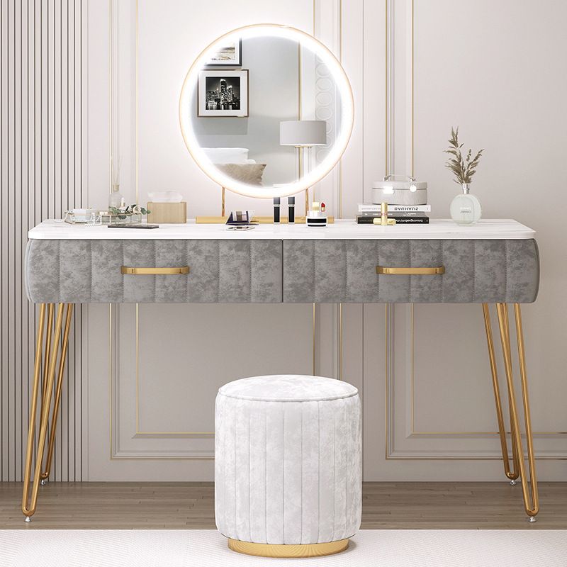 Scandinavian Faux Leather Make-up Vanity Wood Vanity Dressing Table