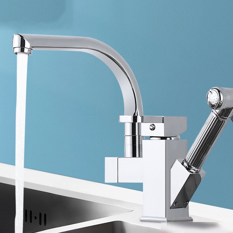 Metal Standard Kitchen Faucet Modern Style Kitchen Faucet with Pull out Sprayer