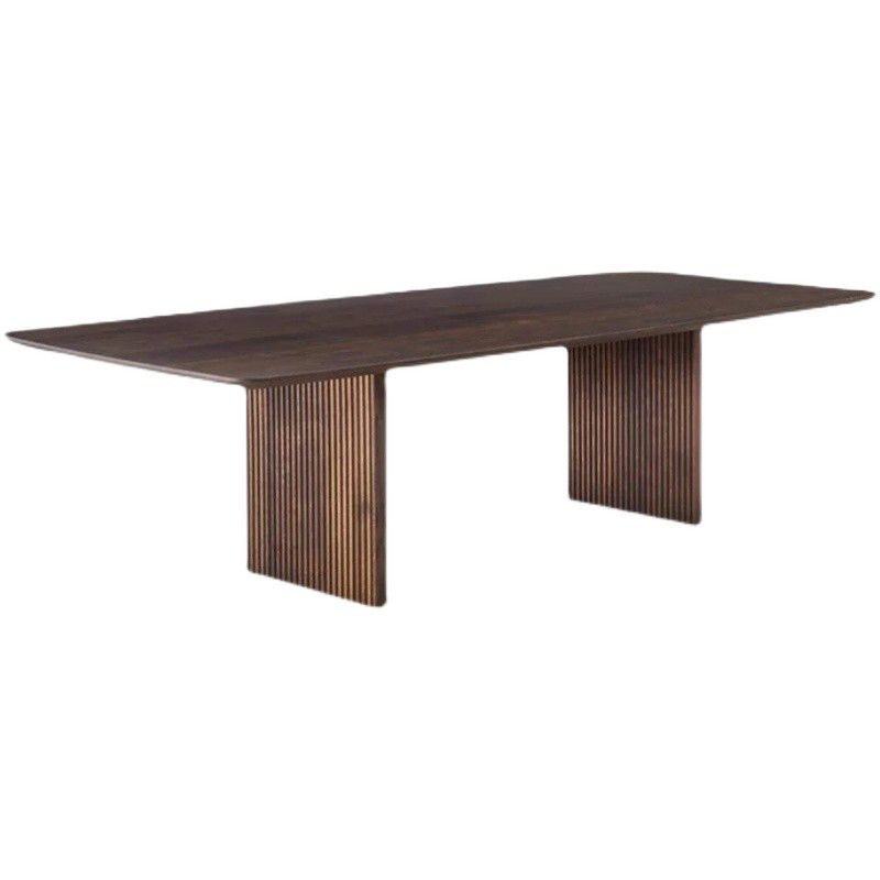 Modern Rectangle Dining Site Table Solid Wood Double Pedestal Kitchen Dining Table