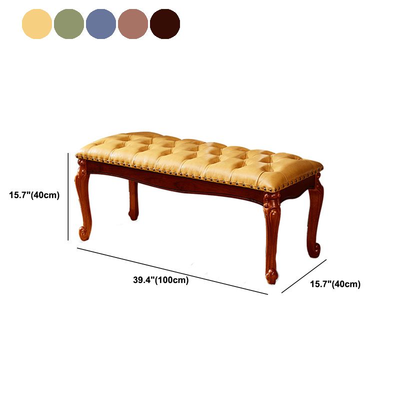 Rectangle 15.7" Wide Entryway Bench Traditional Upholstered Seating Bench with Nailheads