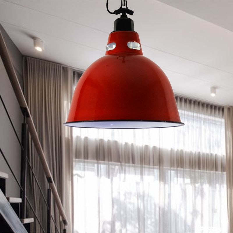 Dome Shade Restaurant Anhänger Lampe Industrial Metall 1-Licht rotes hängendes Licht mit Draht und Kette