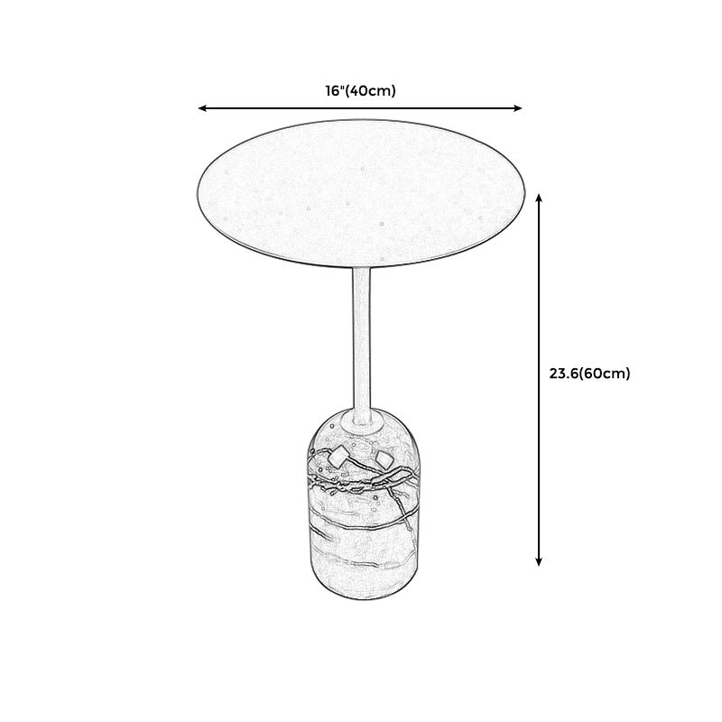 Contemporary Round Metal Side End Table Marble Pedestal Side Table