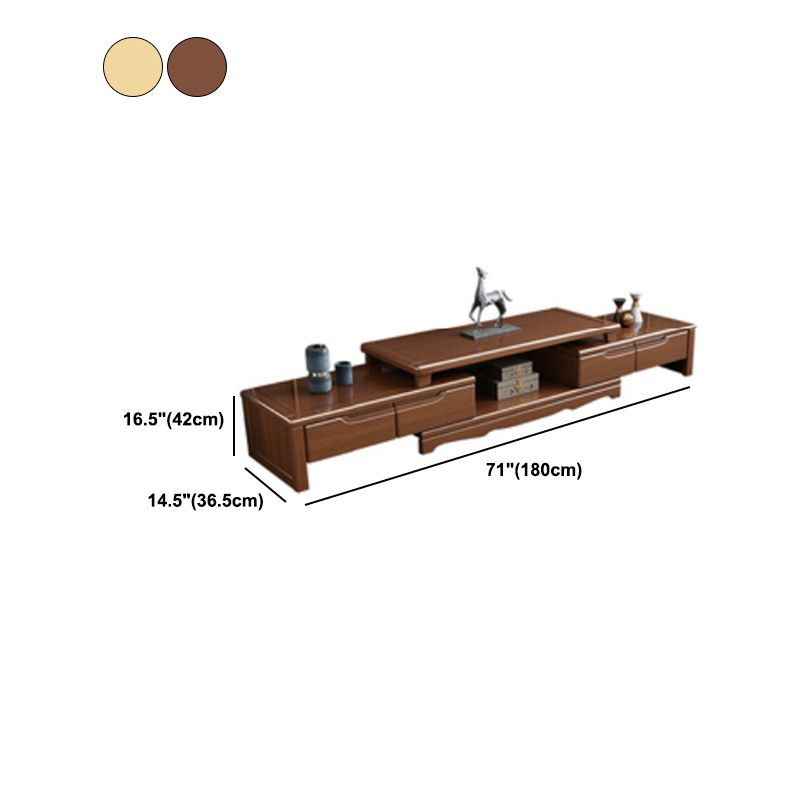 Traditional TV Media Stand with Drawers Rubberwood TV Stand Console