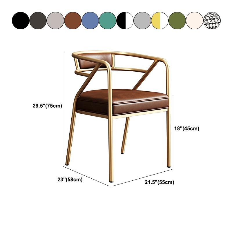 Glam PU Leather Dining Chairs Open Back Dining Side Furniture in Matte Finish for Home