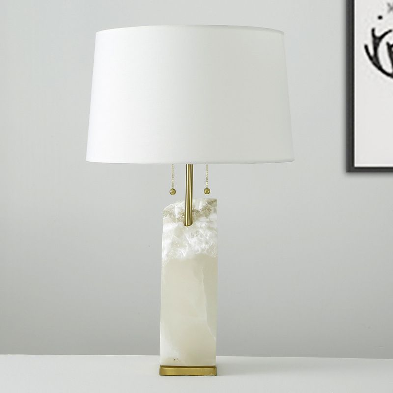 Modernism 1 Head Nightstand lamp White Drum  Reading Book Light with Fabric Shade