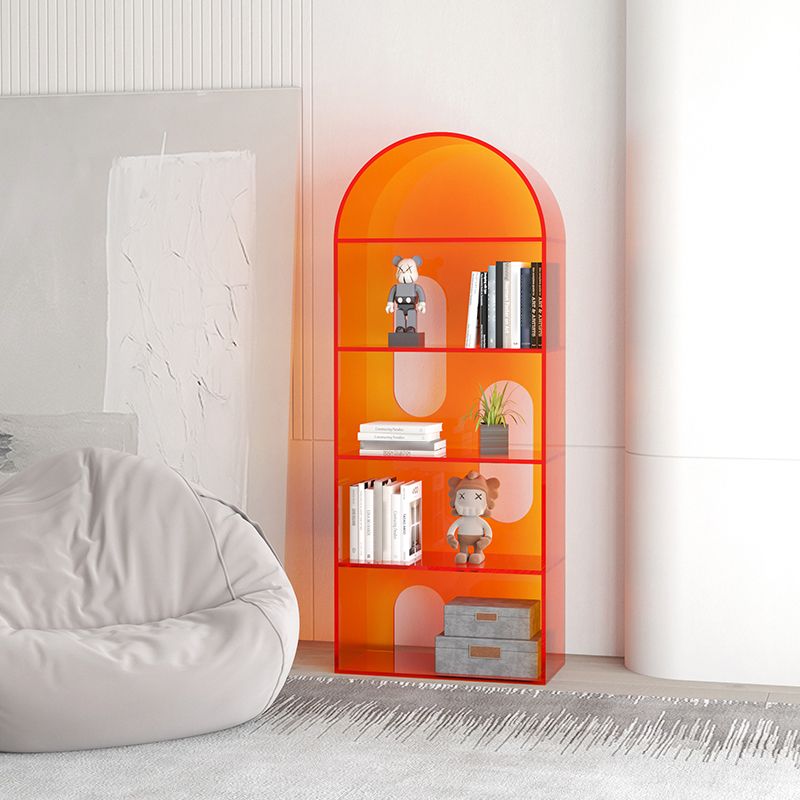 Acrylic Bookshelf Scandinavian Style Orange Open Back Bookcase for Home Office Study Room