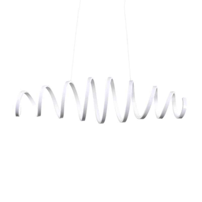 White Acrylic Spring-shaped LED Chandelier Light Contemporary Minimalism Style Dining Room Lighting Fixture