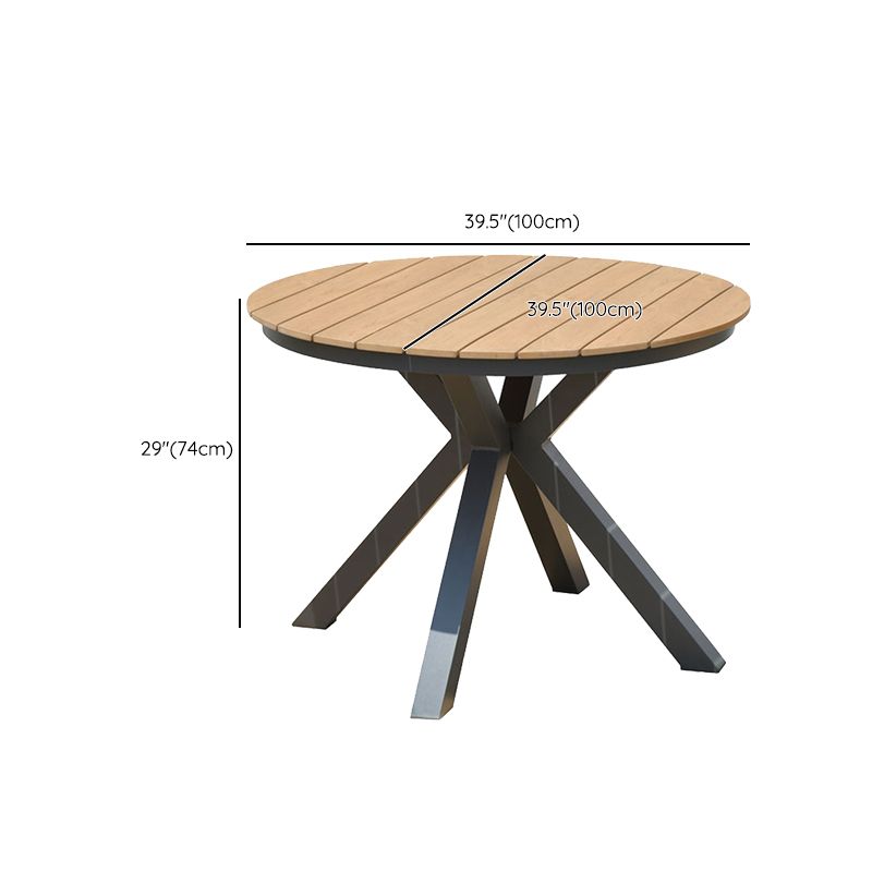 Modern Artificial Wood Courtyard Table Geometric Outdoor Table