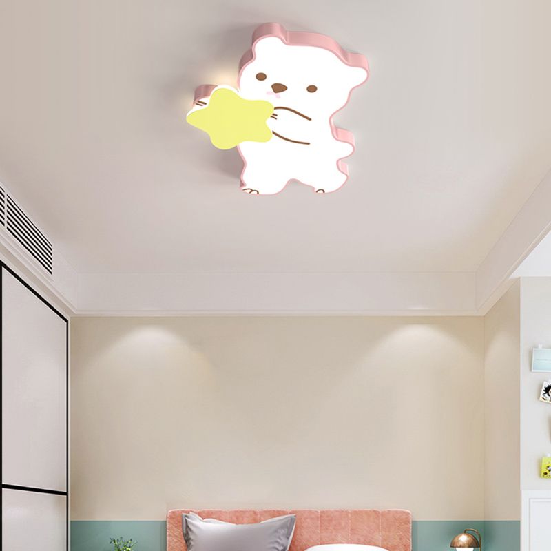 Flush Ceiling Light Kids Style LED Metal Flush Mount Lamp for Bedroom