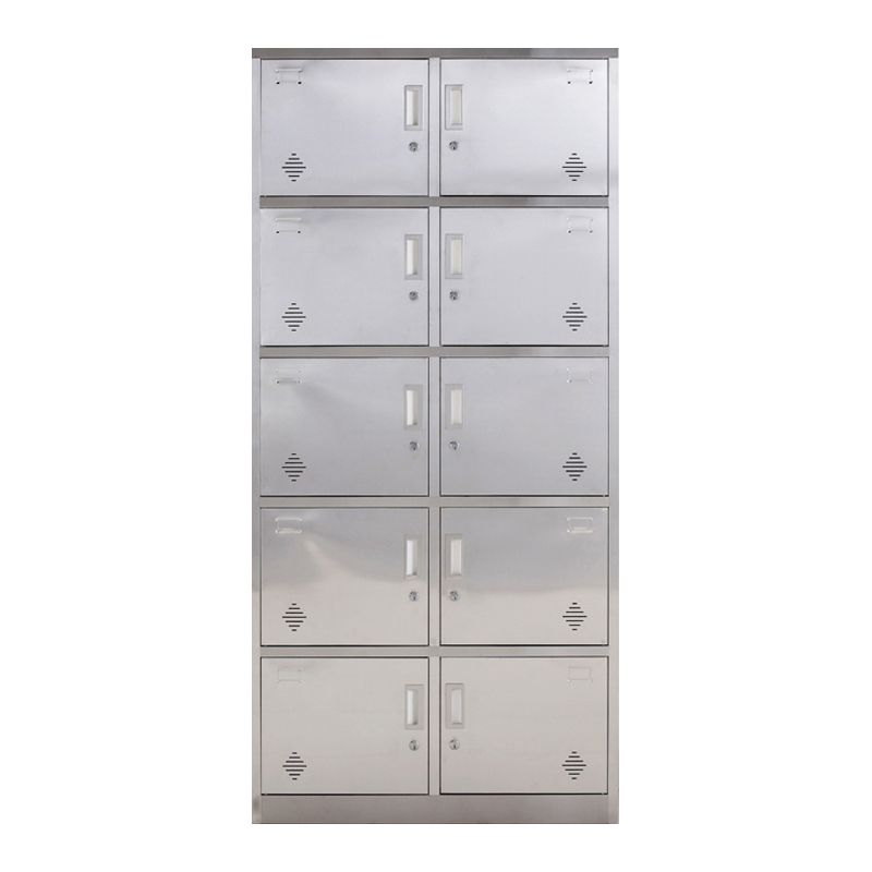 Silver Wardrobe Armoire Industrial Steel Wardrobe Closet with Lock