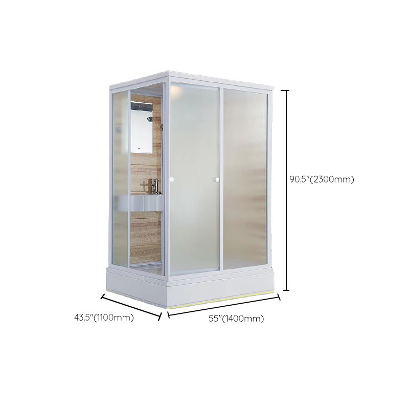 Contemporary Shower Stall Frosted Tempered Glass Rectangle Shower Stall with Ceiling