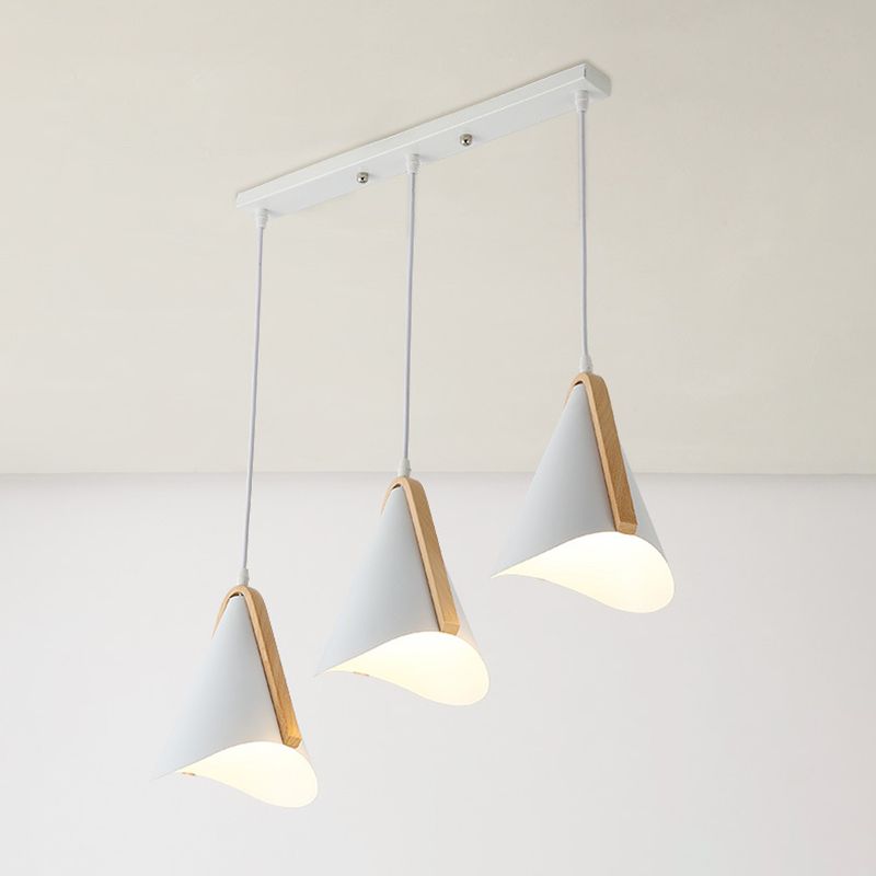 Cone Shade 3-Lights Modern Simple LED Style Hanging Ceiling Lights in White