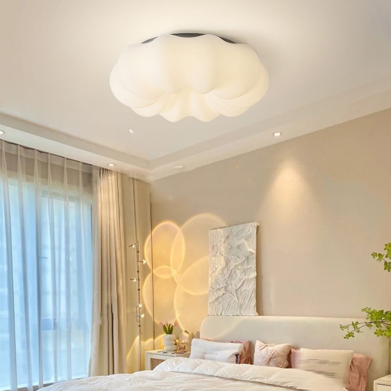 LED Flush Mount Lighting Contemporary White Shaded Ceiling Light for Foyer