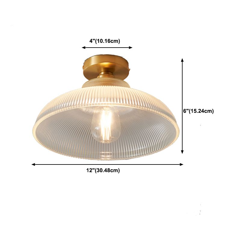 Single Golden Flush Mount Lighting Modernism Glass Shaded Ceiling Light