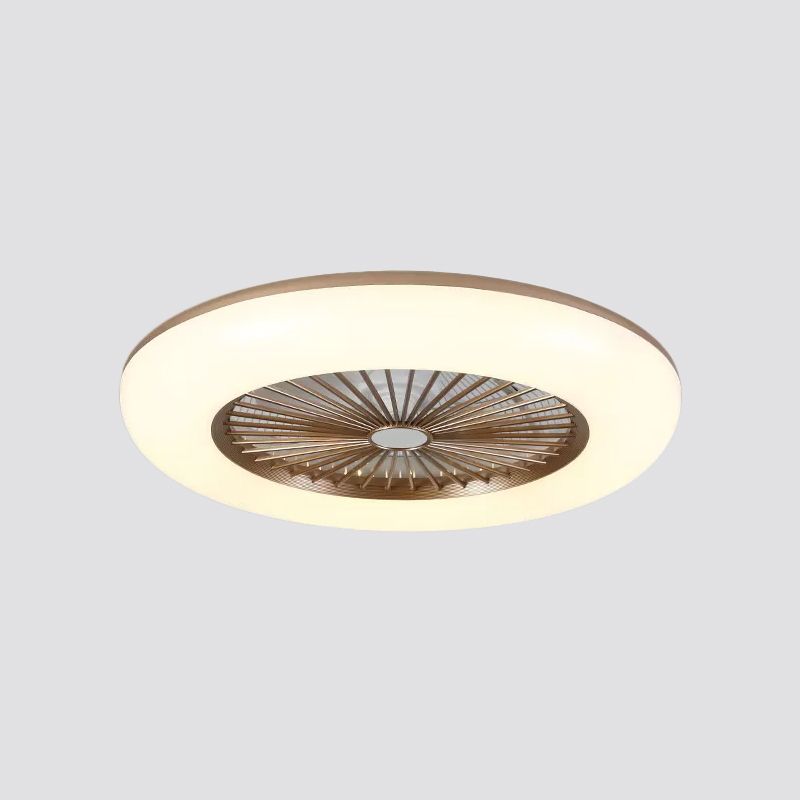 Chambre ronde 5-lames semi-flush Mount acrylique LED Contemporain Pendant Fan Light, 22 "de large