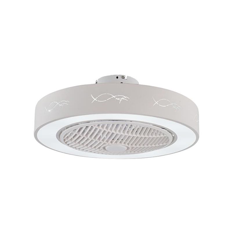 Ventilateur de salon de tambour 8 "de haut Light Metal contemporain LED Blanc 3 lames semi-flush Mount Lighting Fixture