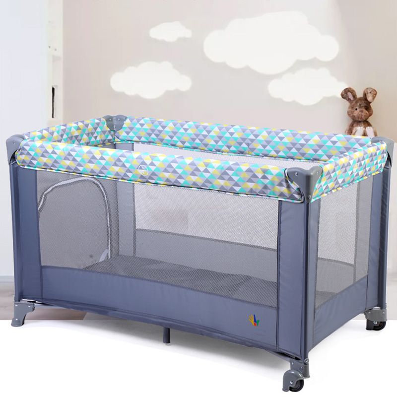 Modern Plastic Nursery Bed Color Matching Casters Crib with Adjustable Height