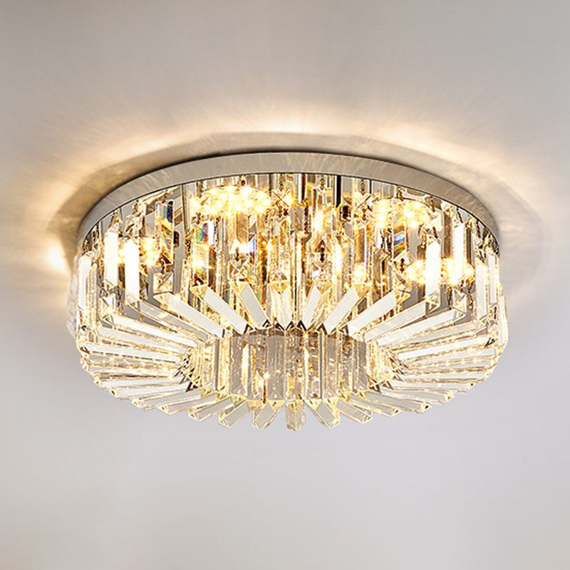 Modern Flush Mount Lamp Round Ceiling Lighting with Crystal for Bedroom