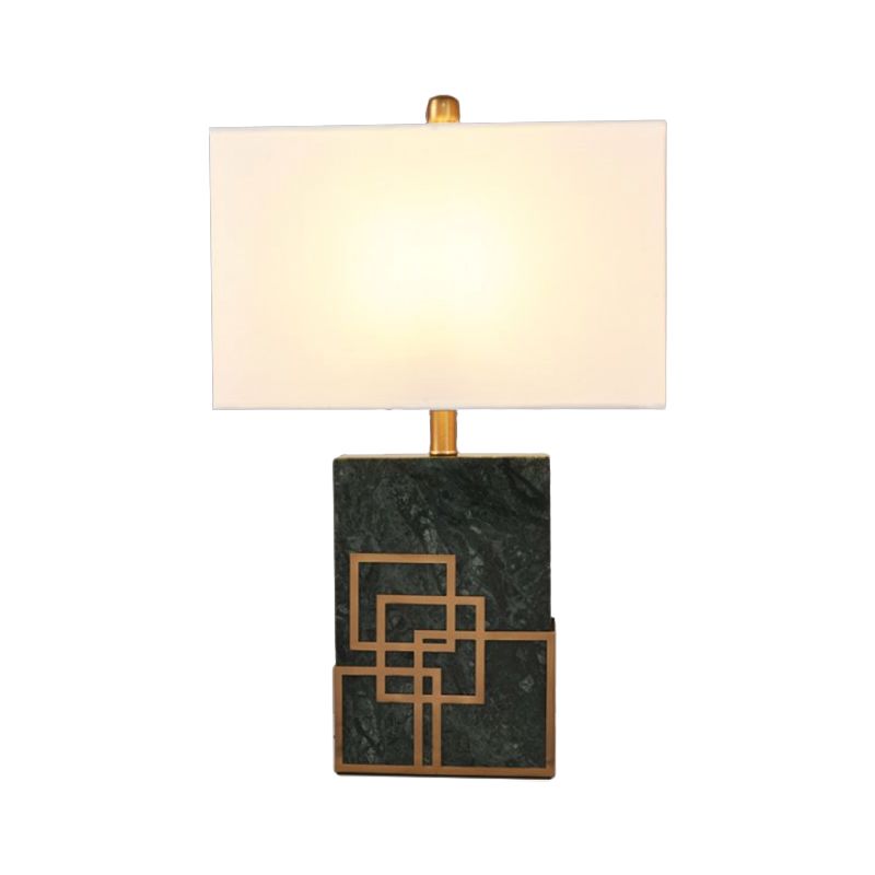 Rectangle Fabric Night Stand Light Modern Style 1-Light Black/White/Green Table Lamp with Marble Pedestal