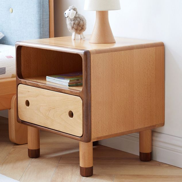 Contemporary Kids Bedside Table Beech Kids Nightstand with Drawers