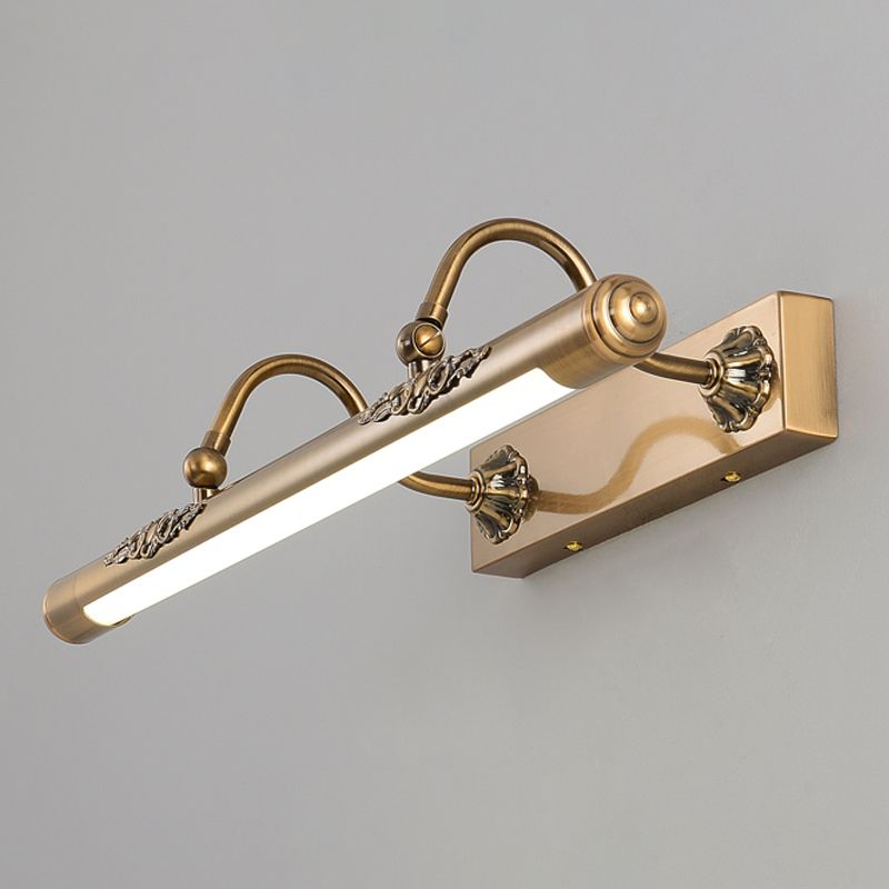 Linear Shade Metal Sconce Light Modern Style 1-Light Mirror Wall Mount Lighting in Gold