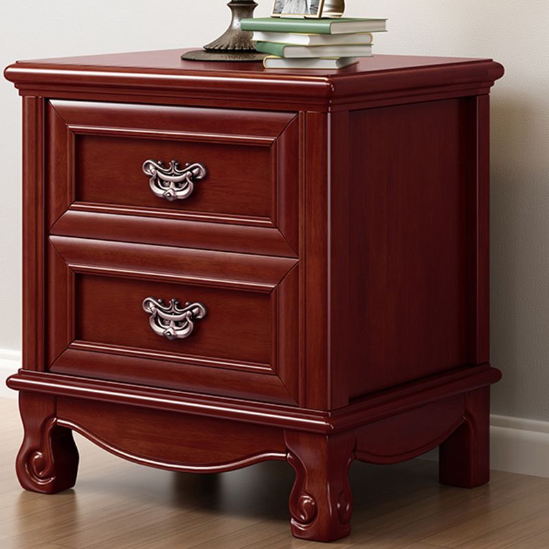 Traditional Accent Table Nightstand Antique Finish Bed Nightstand with Drawers