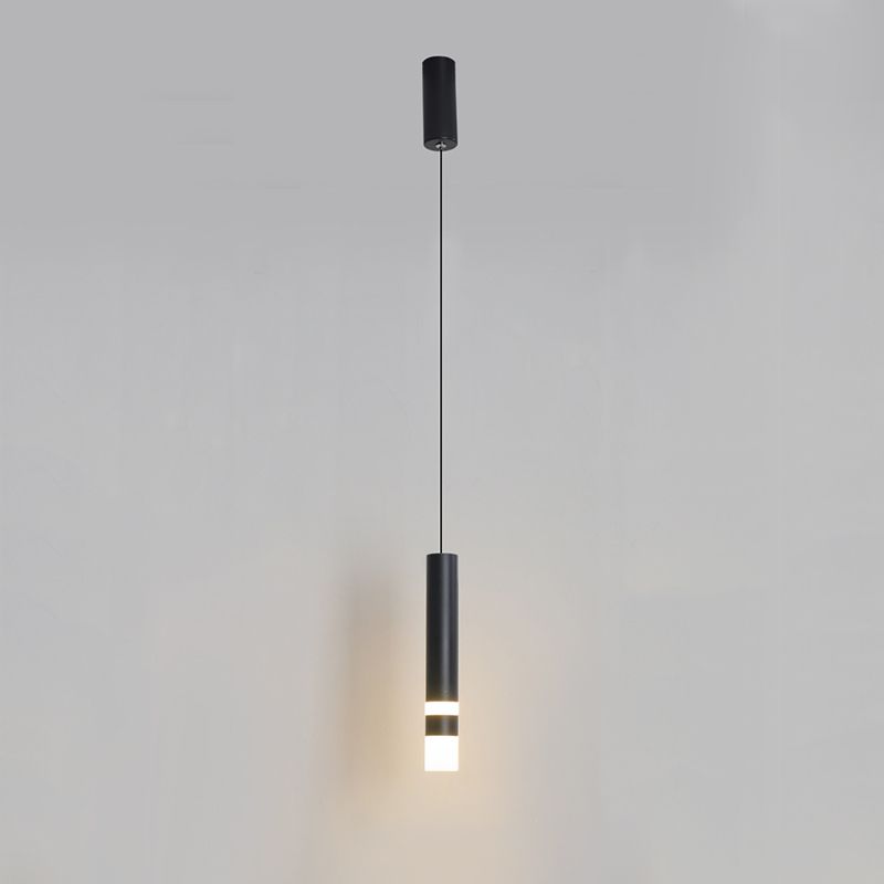 Pendante LED Black Cylindroid dans la simplicité moderne Lampe suspendue en fer forgé avec une teinte acrylique