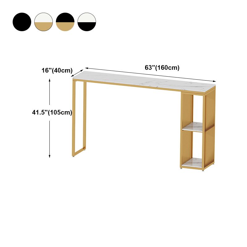 Marble Bar Table with Rectangle Table Top Double Pedestal Table with 41.3-inch Height