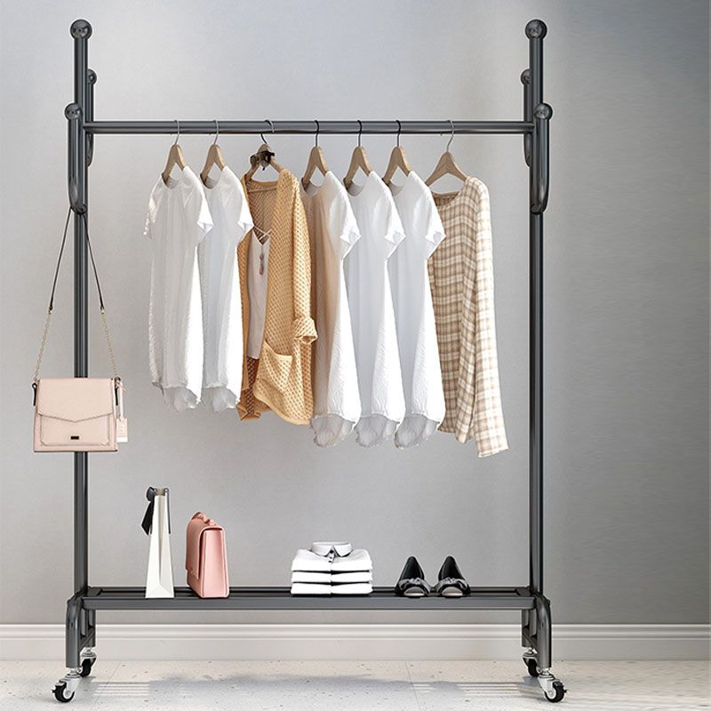 Classic Metal Clothes Hanger Free Standing Hooks Coat Rack with Storage Shelving