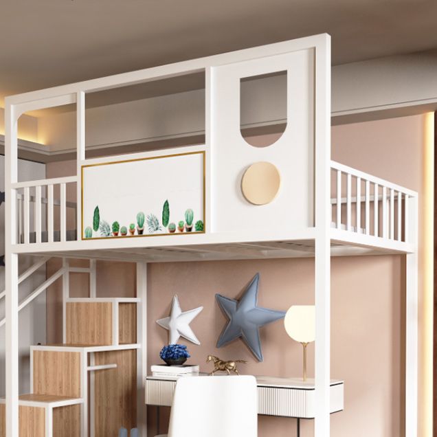 Open Frame Beds in Metal Modernism Built-In Ladder High Loft Bed