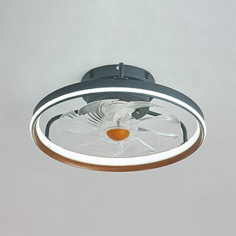 Plastic and Acrylic LED Fan Lighting Fixture Modern Round Ceiling Fan in Green