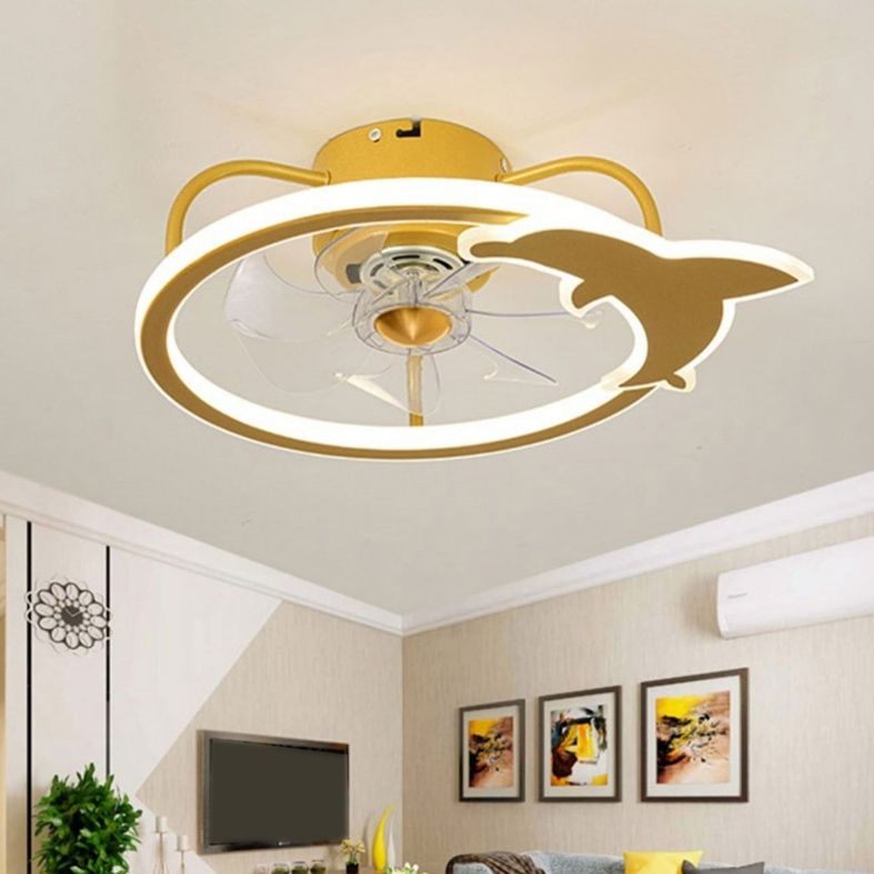 Dolphin Plafond ventilateur luminaire dessin animé en acrylique LED LED Light Light