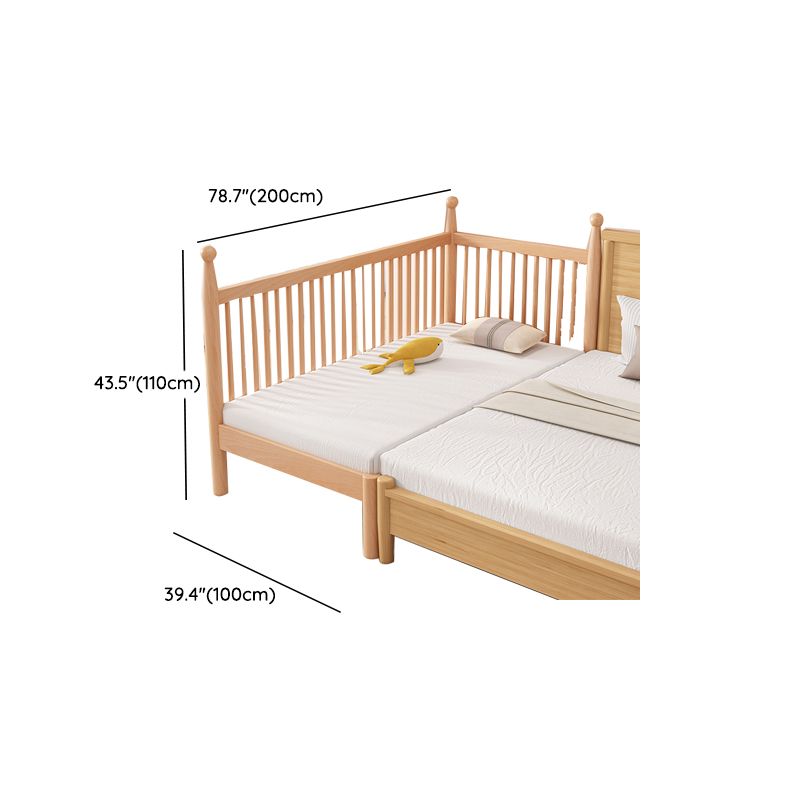 Naitural Nursery Crib with Guardrail Farmhouse Baby Crib in Solid Wood