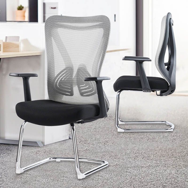 Fixed Arms Office Chair No Wheels Modern Upholstered No Distressing Desk Chair