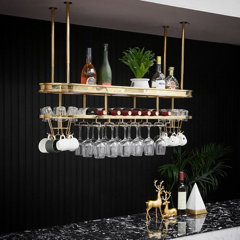 Stainless Steel Wine Holder Rack Modern Style Hanging Wine Rack Holder