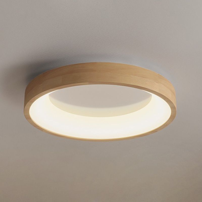 Wood Circle Shape Flush Mount Minimalism Metal Ceiling Flush Mount for Living Room