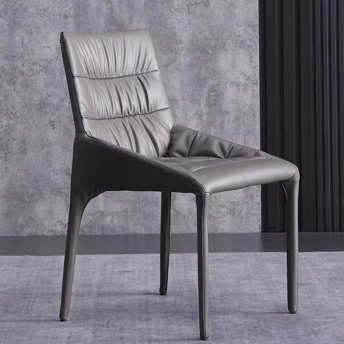 Contemporary Steel Dining Chair Parsons Furniture in Matte Finish for Home