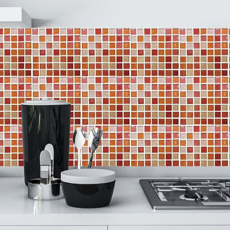 Modern Faux Mosaic Tile Wallpapers in Orange Peel and Paste Wall Decor for Bathroom