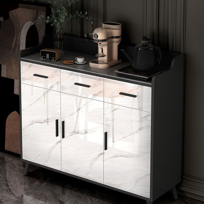 Contemporary Stone Sideboard Adjustable Shelving Sideboard Cabinet for Living Room