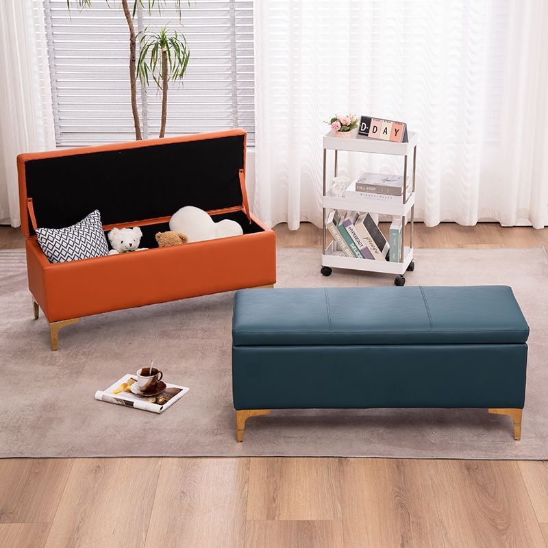 Glam Rectangle Storage Seating Bench Cushioned Backless Bedroom Bench