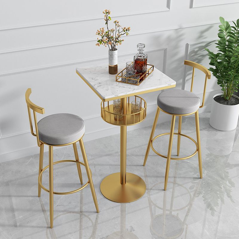 Glam faux marmeren bistro tafel indoor ijzer single voetstuk bar eettafel vaste tafel