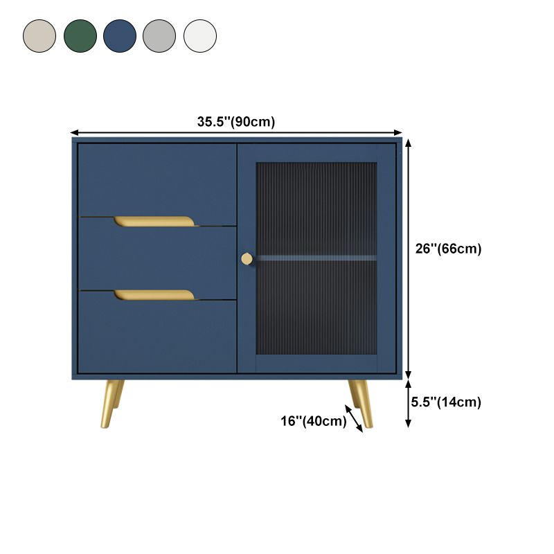 35.5"L Glass Door Wood Sideboard Modern Credenza with Storage and Drawer for  Living Room