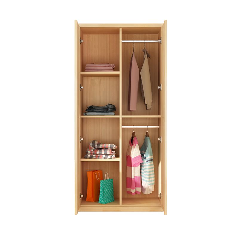 Modern Wooden Hanging Clothes Rack Natural Kid's Wardrobe for Bedroom