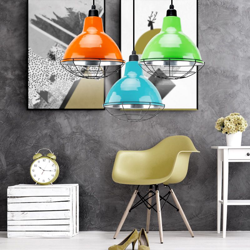 Single Industrial Dome Pendant Lighting with Metallic Finish