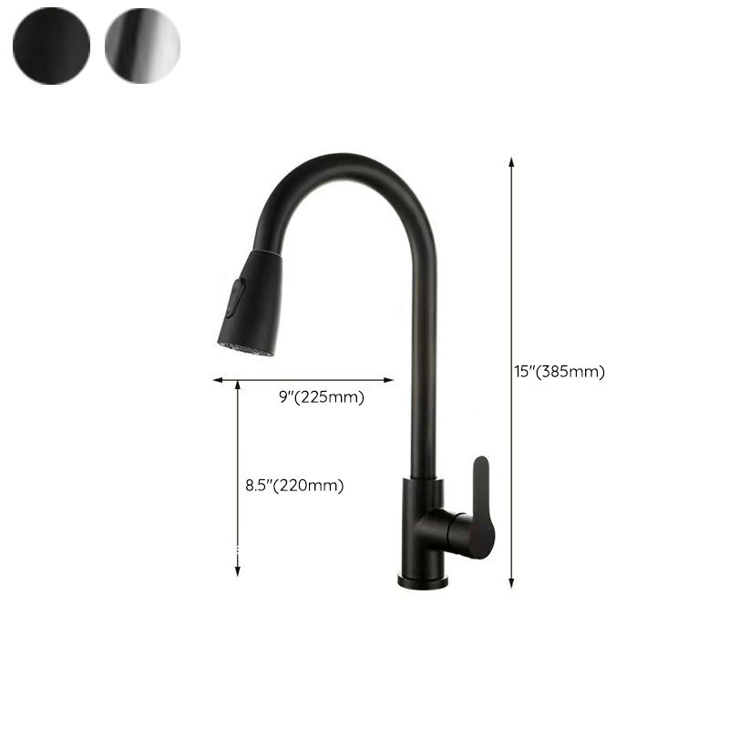 Modern 1-Handle 1-Hole Faucet Stainless Steel with Pull out Sprayer Faucet