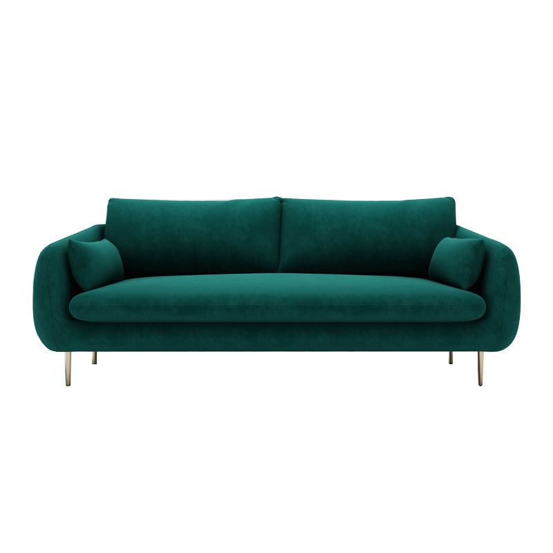 Contemporary Velvet Sofa with Pillow Cushion Back for Apartment