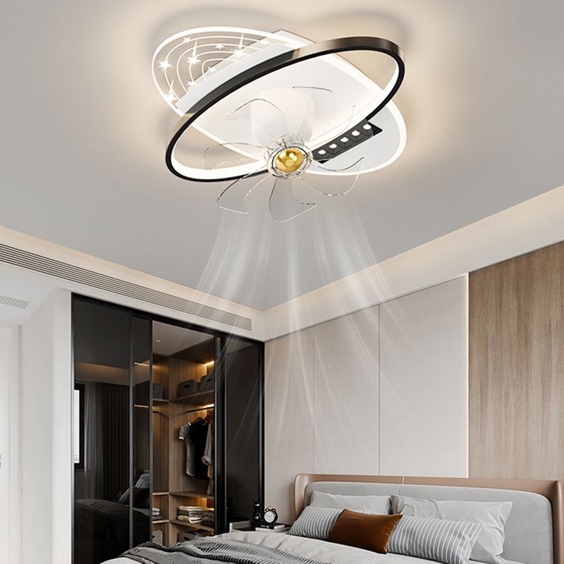 Round / Square LED Fan Mount Fixture in Black and White Modern Ceiling Fan