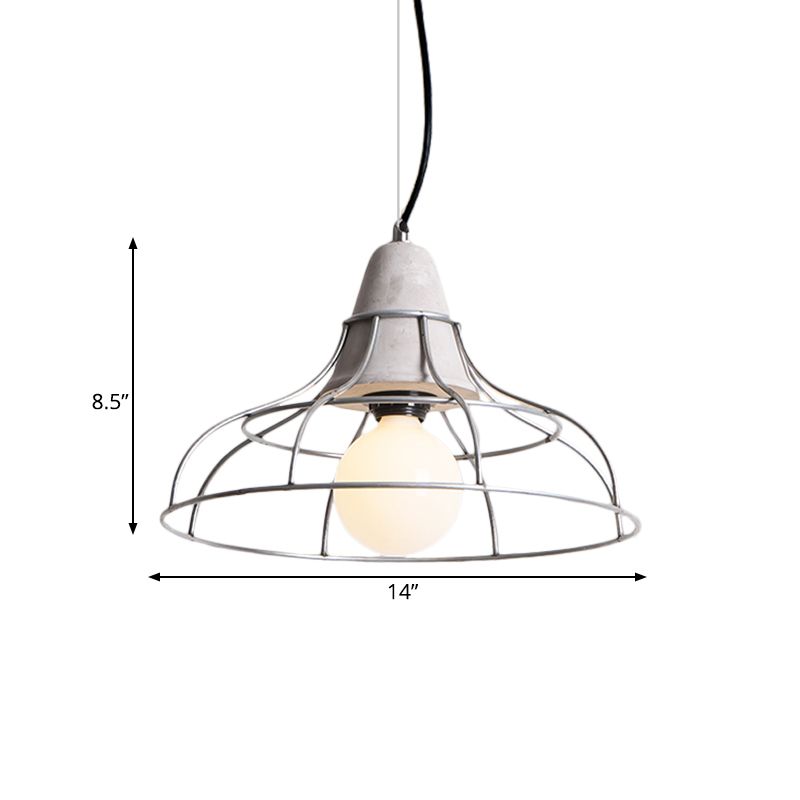 1 Head Iron Pendant Light Fixture Industrial Silver Cylinder/Dome/Arc Cage Coffee House Cement Ceiling Lamp