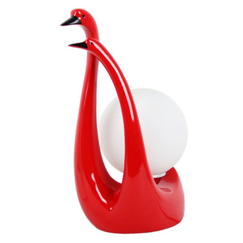 Swan Shaped Wedding Room Nightstand Lamp Opaline Glass 1-Light Modern Table Light