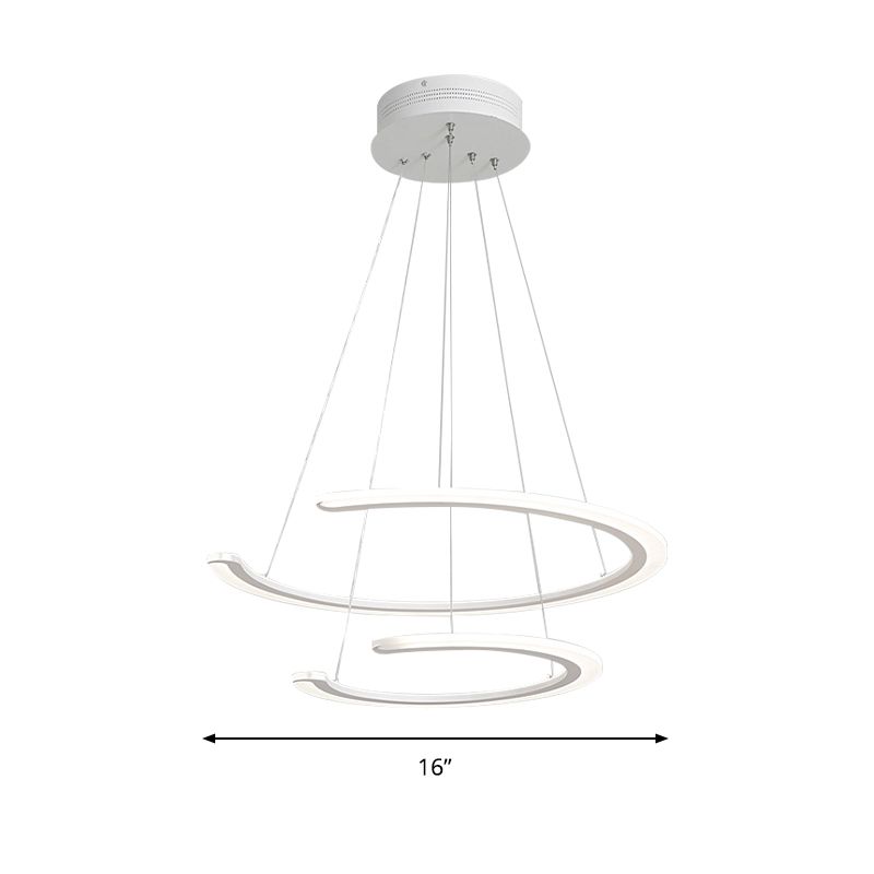 Ring Dining Room Chandelier Acrylic LED 1/2/3 Light Postmodern Ceiling Pendant in Warm/White/Natural Light